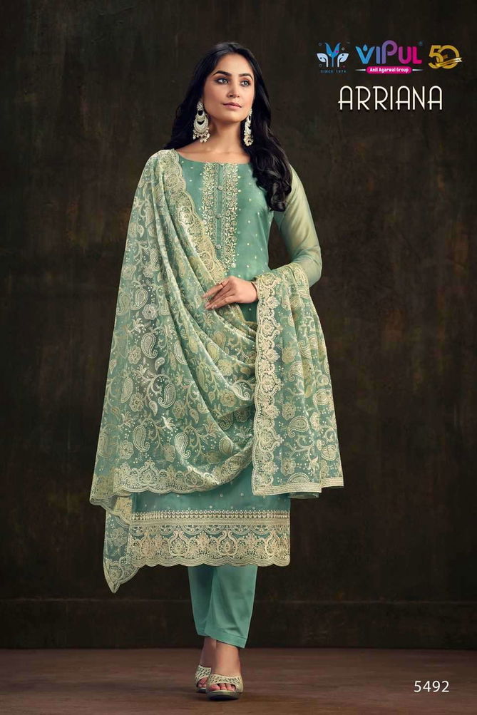 Arriana By Vipul Embroidery Organza Designer Salwar Suits Wholesale Clothing Suppliers In India